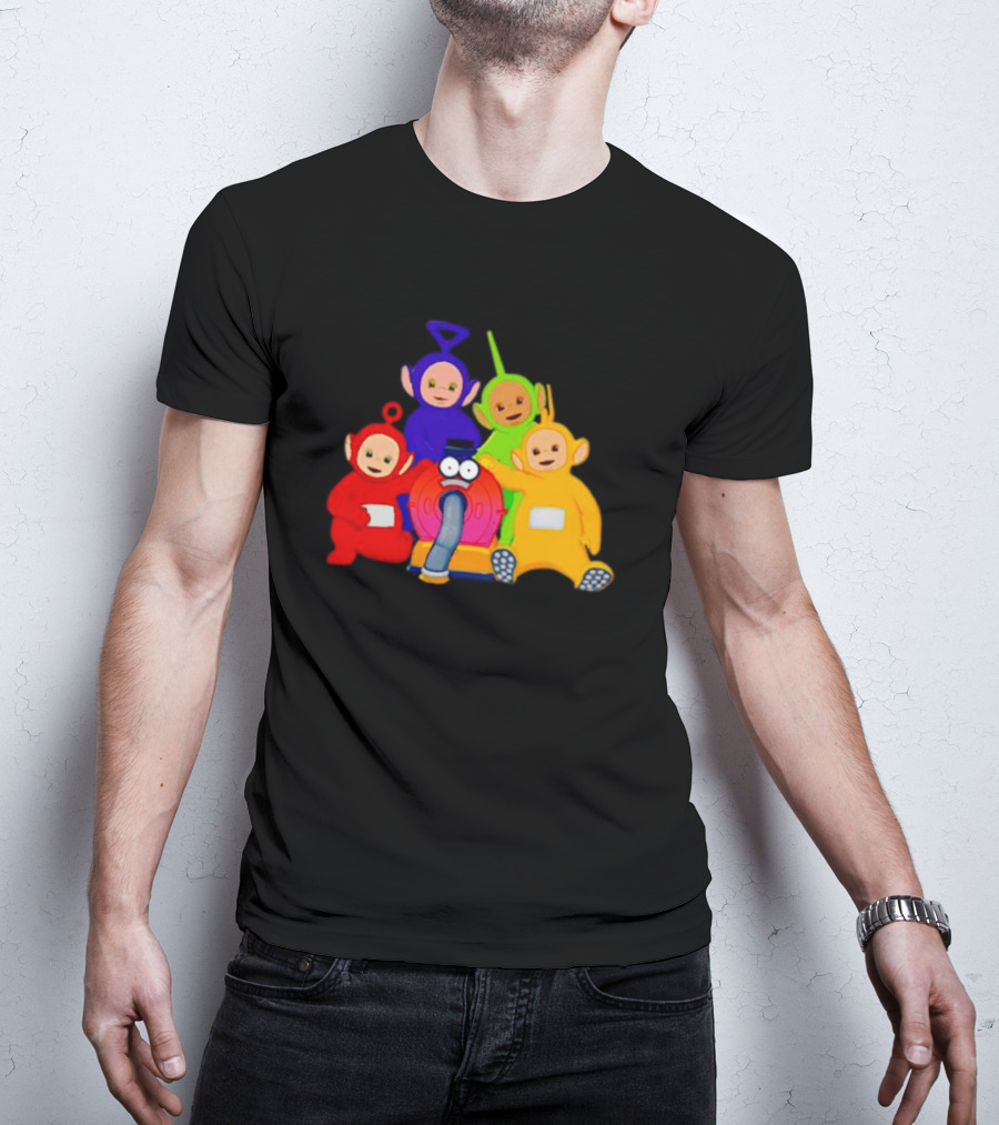 Teletubbies Characters And Noo-Noo Vacuum Clean Identical Four Cartoon Puppets T-Shirt