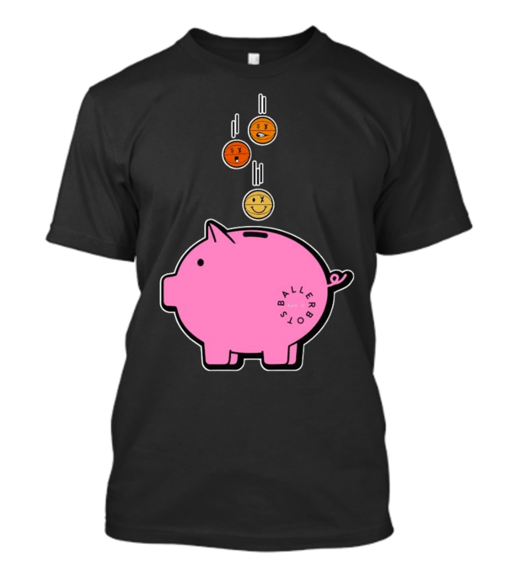 Ballers Bots Piggy Bank With Falling Emoji Coins T-Shirt