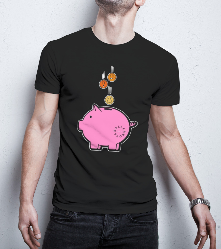 Ballers Bots Piggy Bank With Falling Emoji Coins T-Shirt