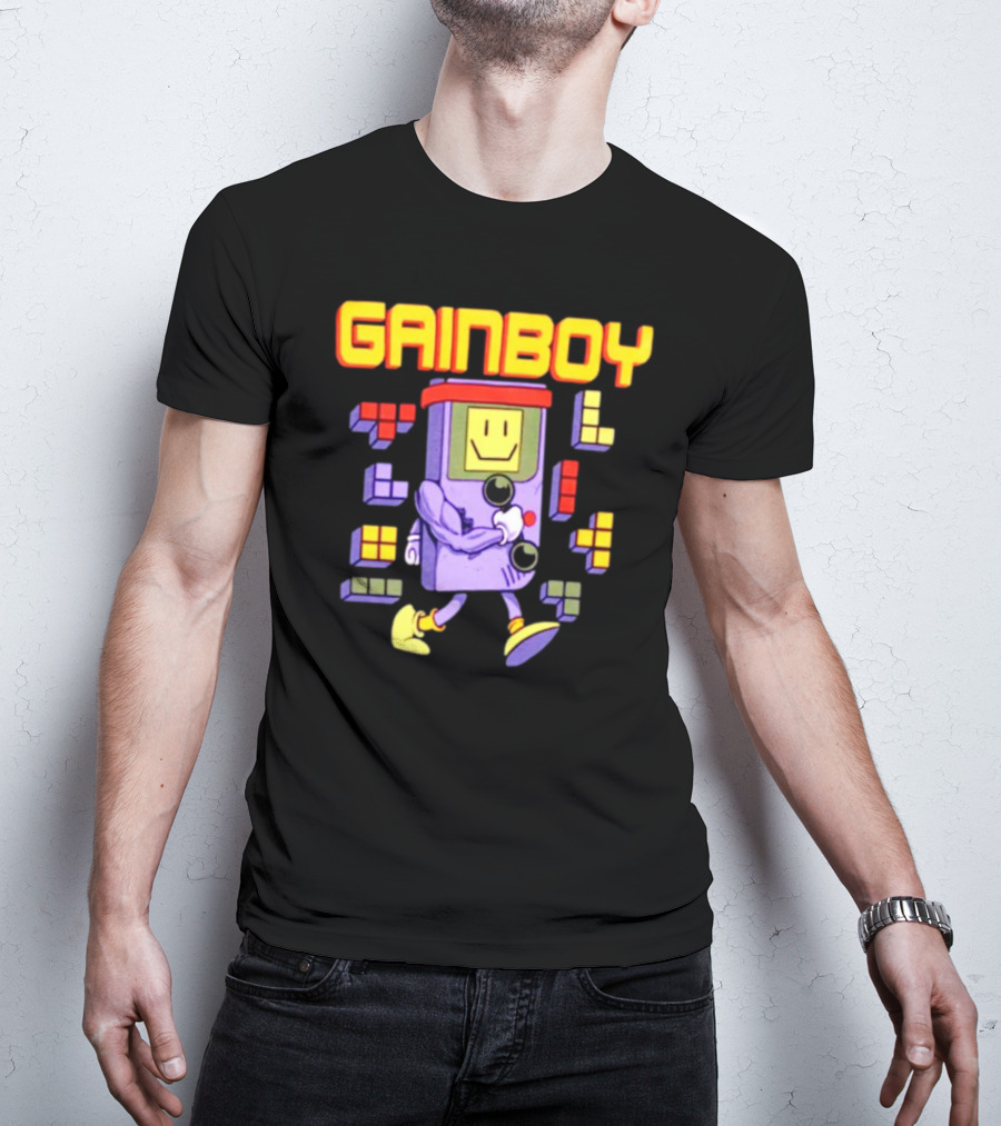 Gainboy Retro Game Character Blocks Fun T-Shirt