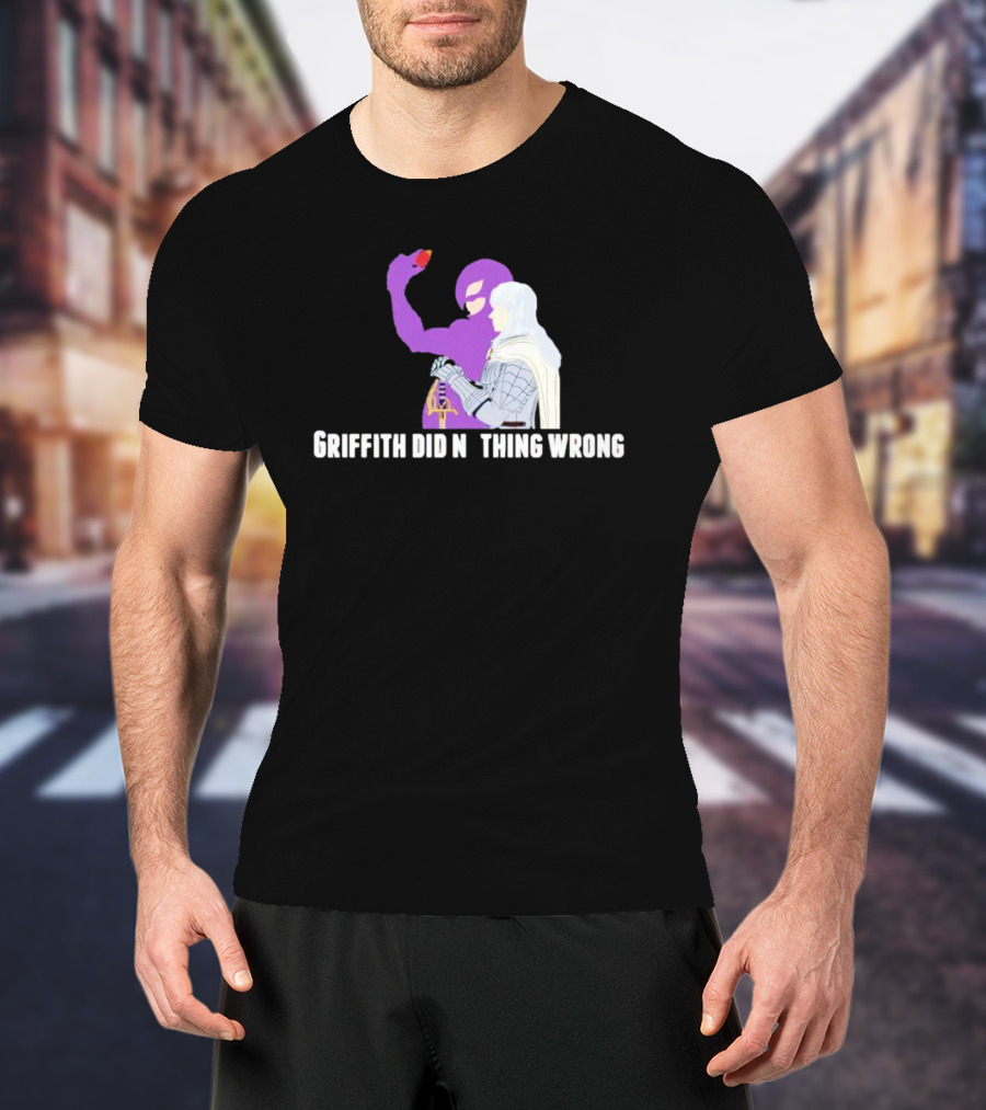 Griffith Did Nothing Wrong Berserk Fandom Eclipse Symbol Purple And White Armor Figure T-Shirt