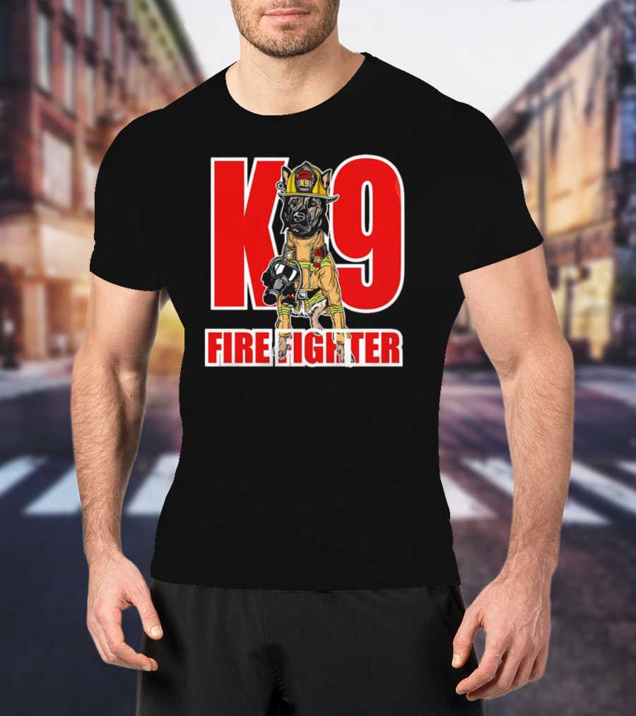 K9 Fire Fighter Dog In Firefighter Gear T-Shirt