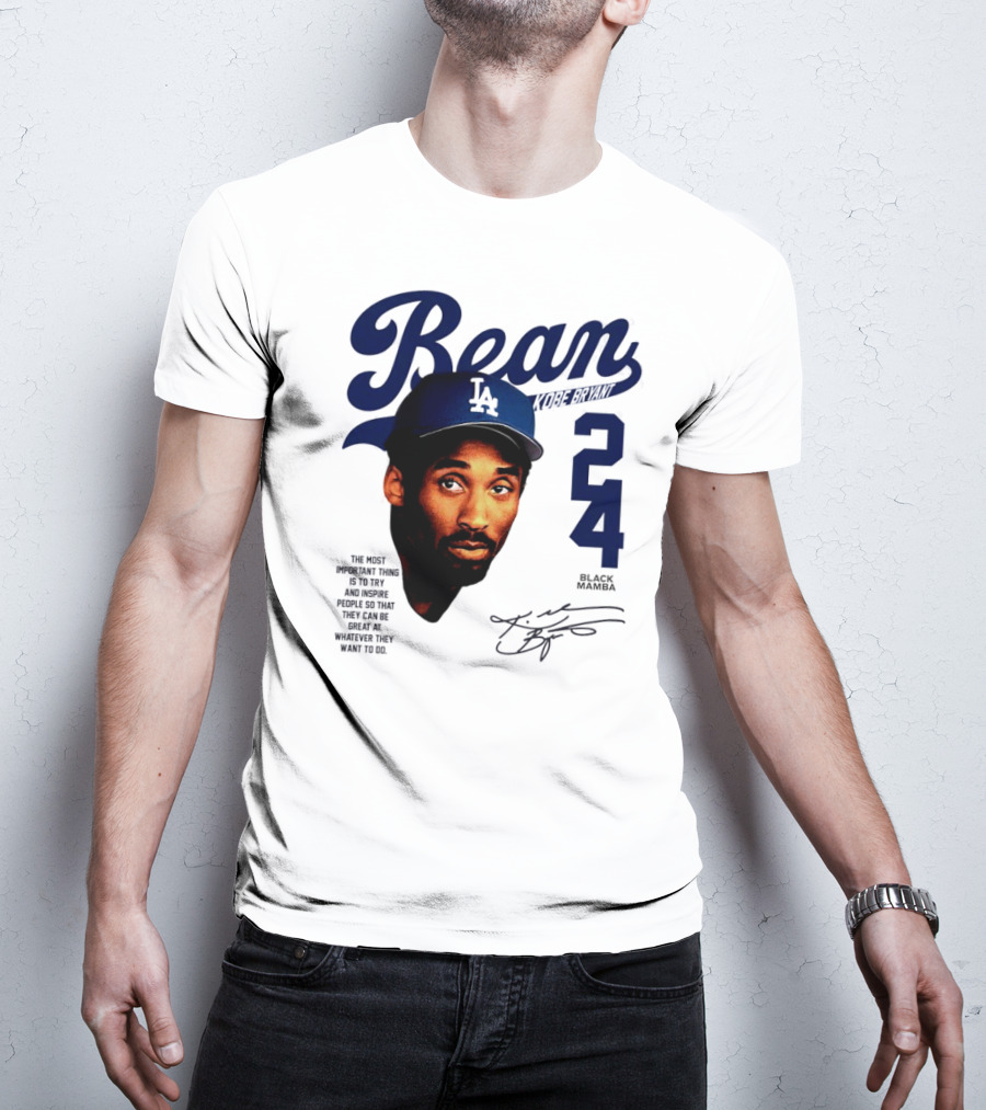 Bean Los Angeles Dodgers Kobe Bryant Signature Black Mamba 24 T-Shirt