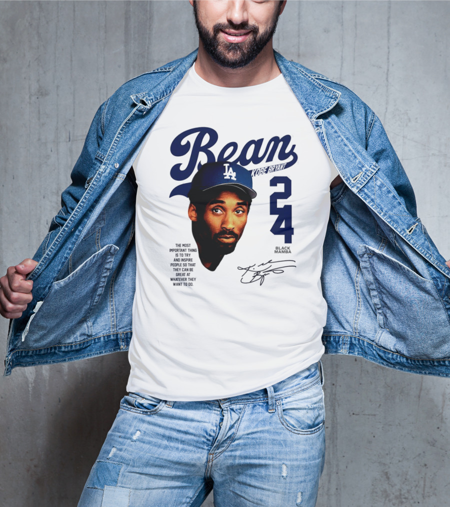 Bean Los Angeles Dodgers Kobe Bryant Signature Black Mamba 24 T-Shirt
