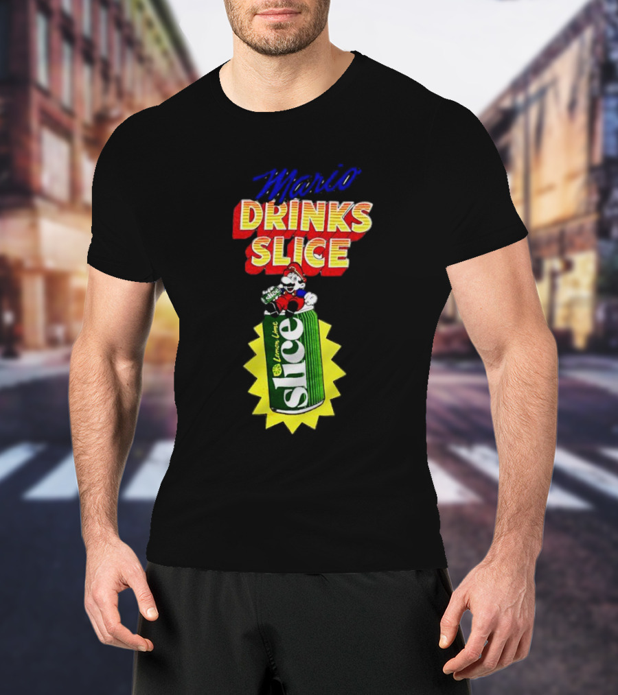 Mario Drinks Slice Lemon Lime Iconic Crossover T-Shirt