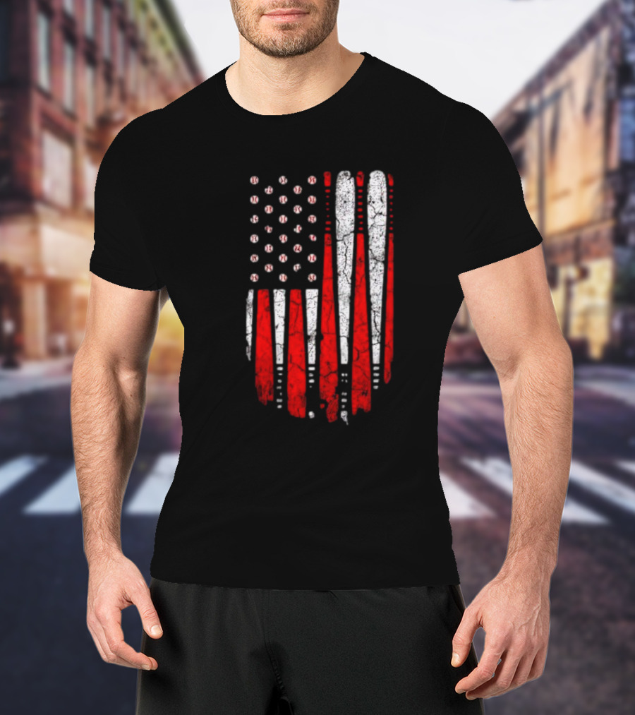 Minnesota Twins American Flag Baseball Bat T-Shirt