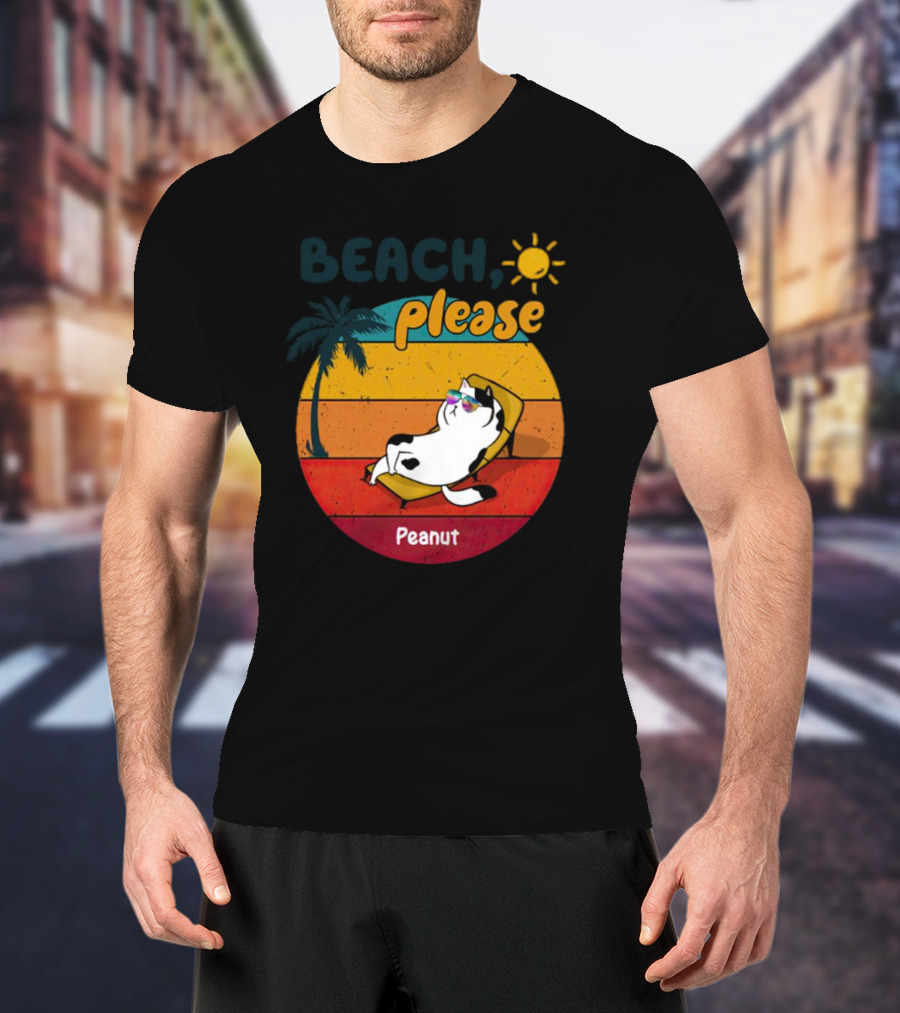 Beach Please Cat Summer Personalized Peanut T-Shirt