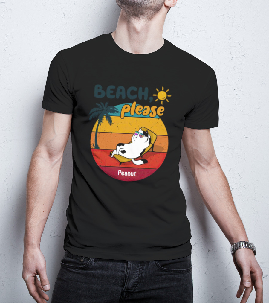 Beach Please Cat Summer Personalized Peanut T-Shirt