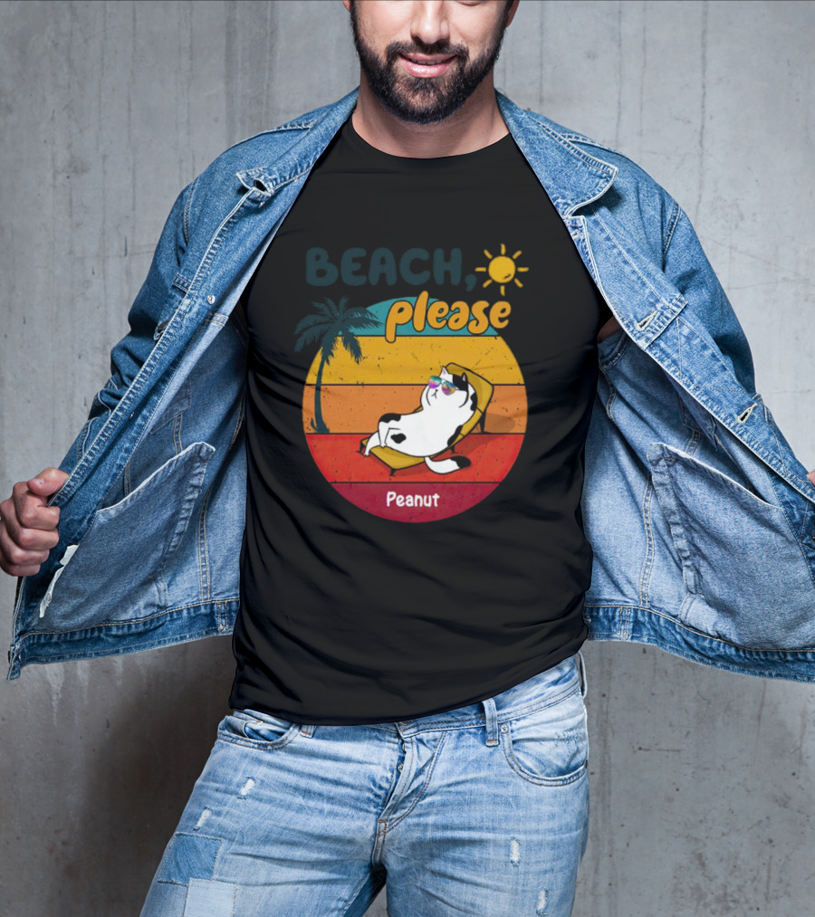 Beach Please Cat Summer Personalized Peanut T-Shirt