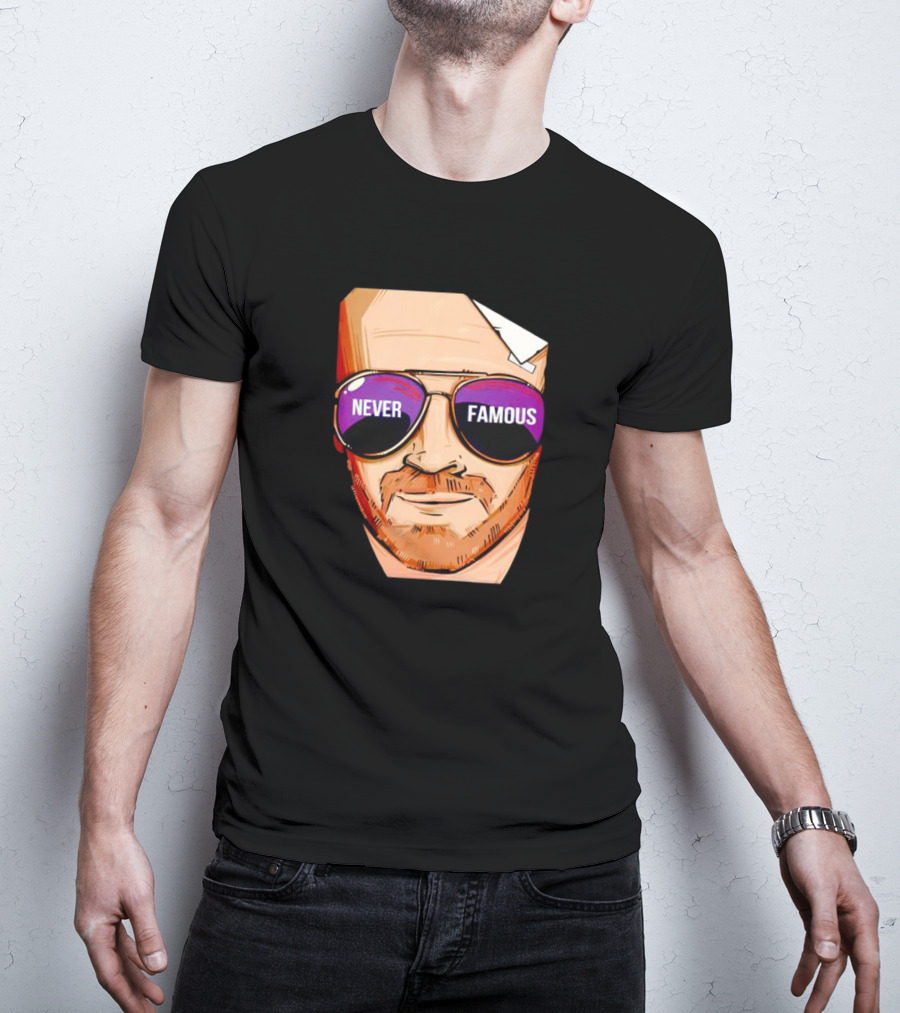 Never Famous Sunglasses Face Artwork Reflection T-Shirt
