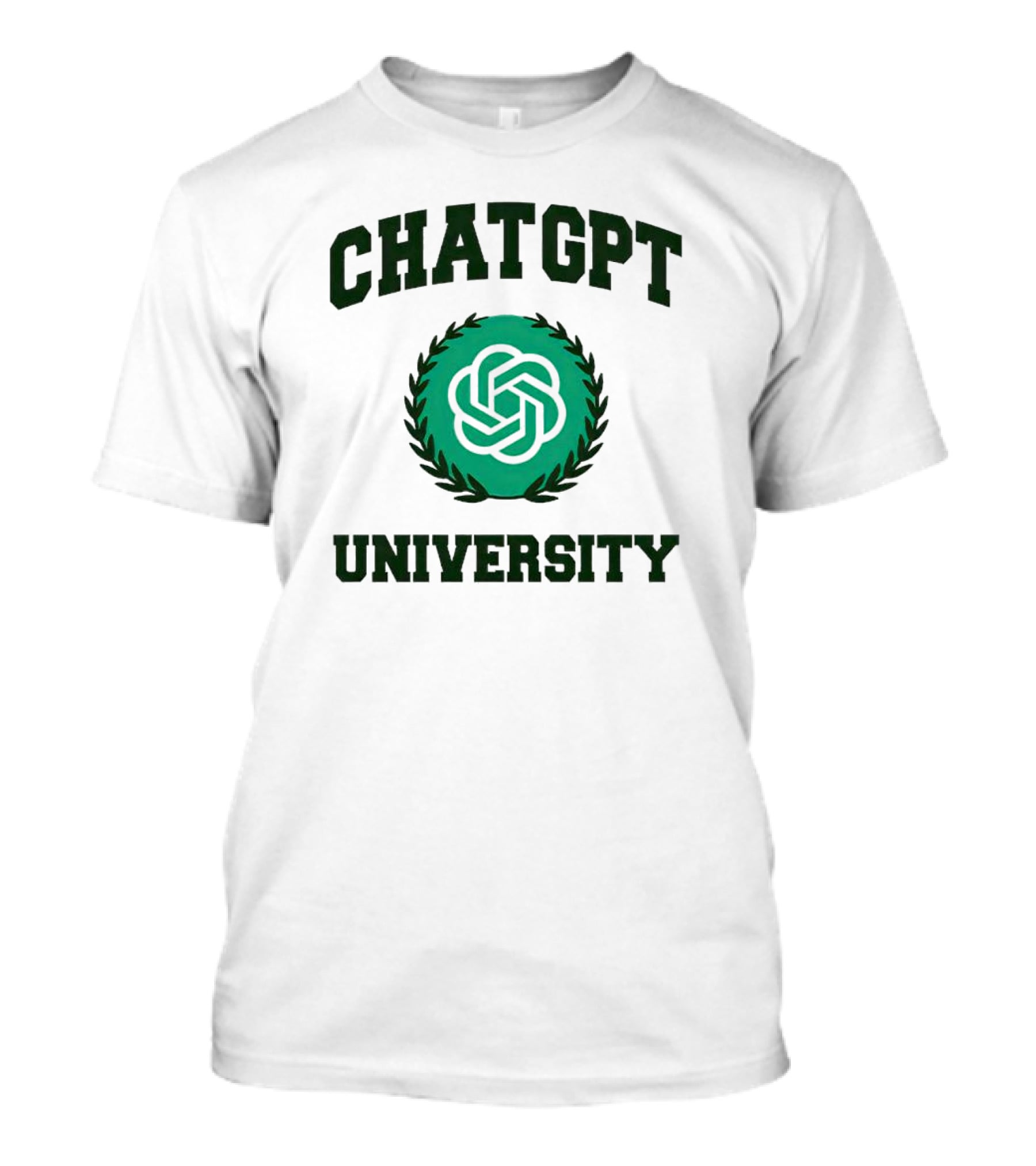 CHAT GPT University Crest Logo Green Circle T-Shirt