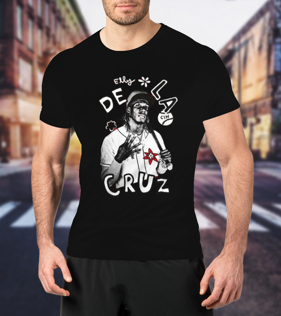 Elly De La Cruz Baseball Star Hand Sign Art By Cincyshirts Mlbpa T-Shirt