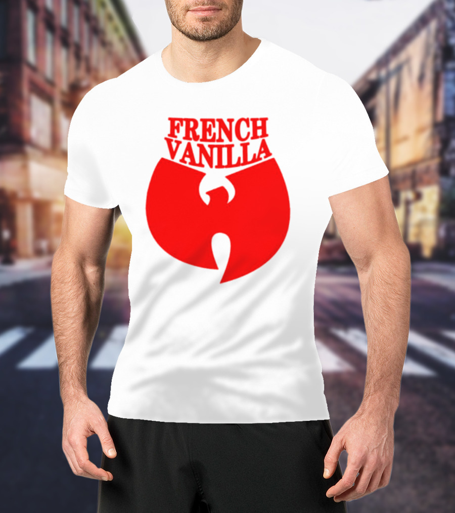 French Vanilla Wutang Logo Red Emblem T-Shirt
