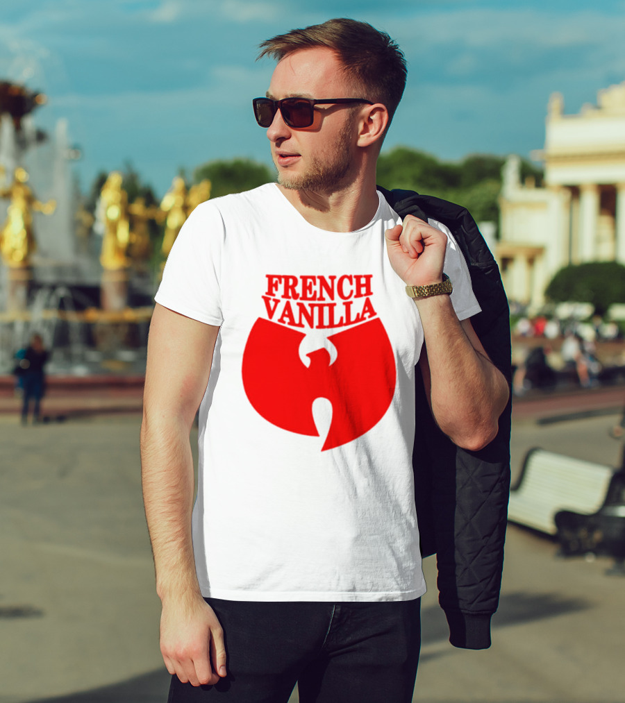 French Vanilla Wutang Logo Red Emblem T-Shirt