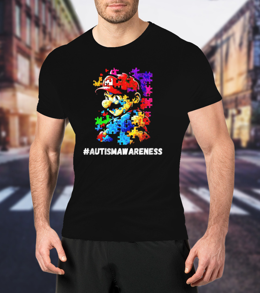 Mario Puzzle Autism Awareness T-Shirt