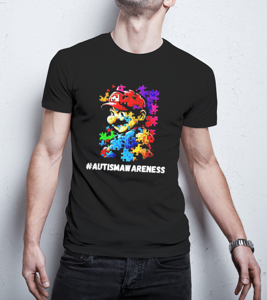 Mario Puzzle Autism Awareness T-Shirt
