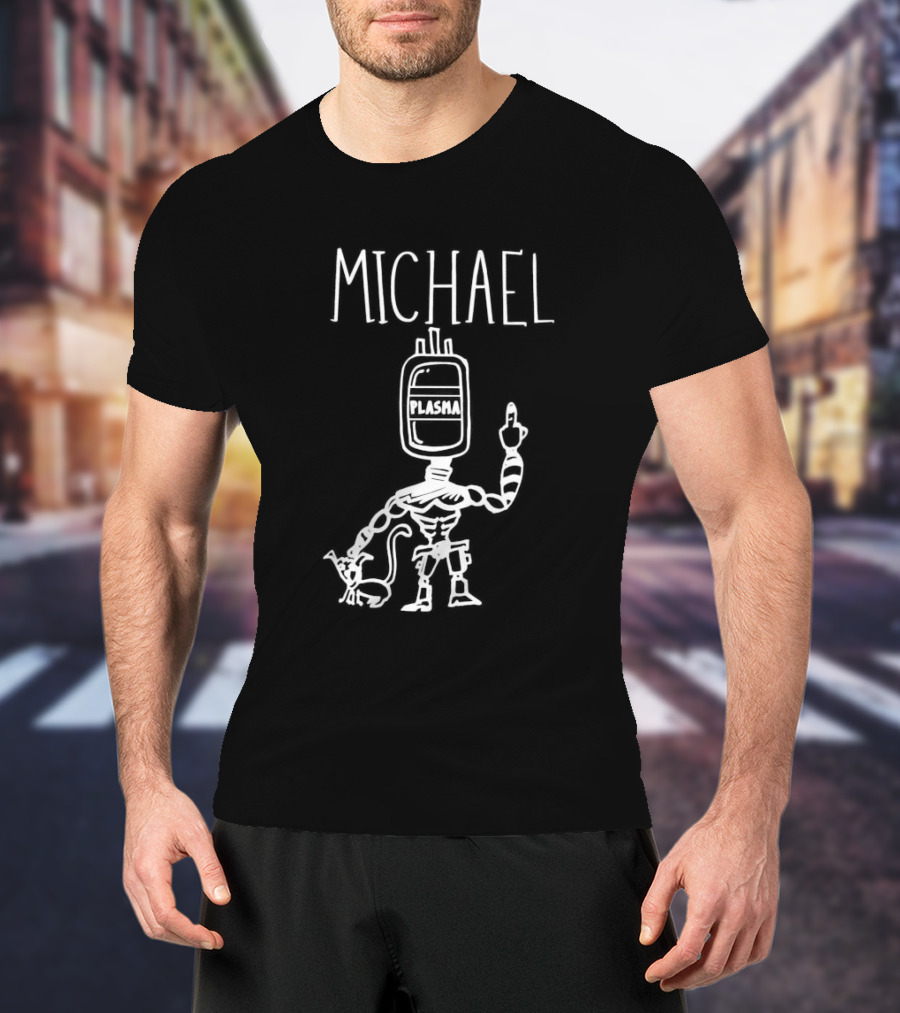 Michael Robot Plasma Figure With Cat T-Shirt