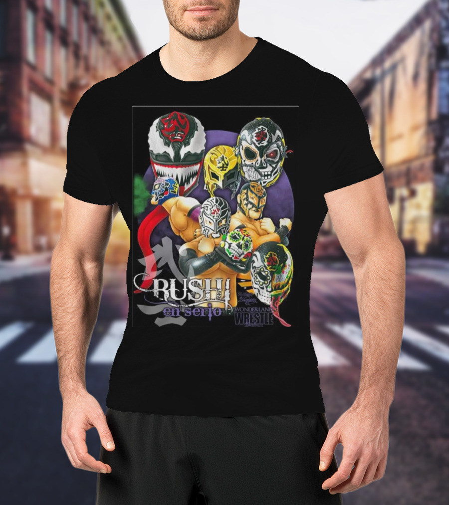 Bushi En Serio Wonderland Wrestle Face Mask Collection T-Shirt