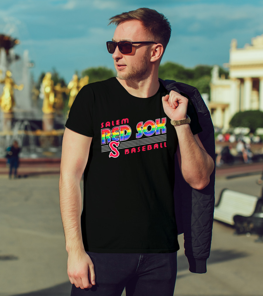 Salem Red Sox Baseball Pride Rainbow T-Shirt