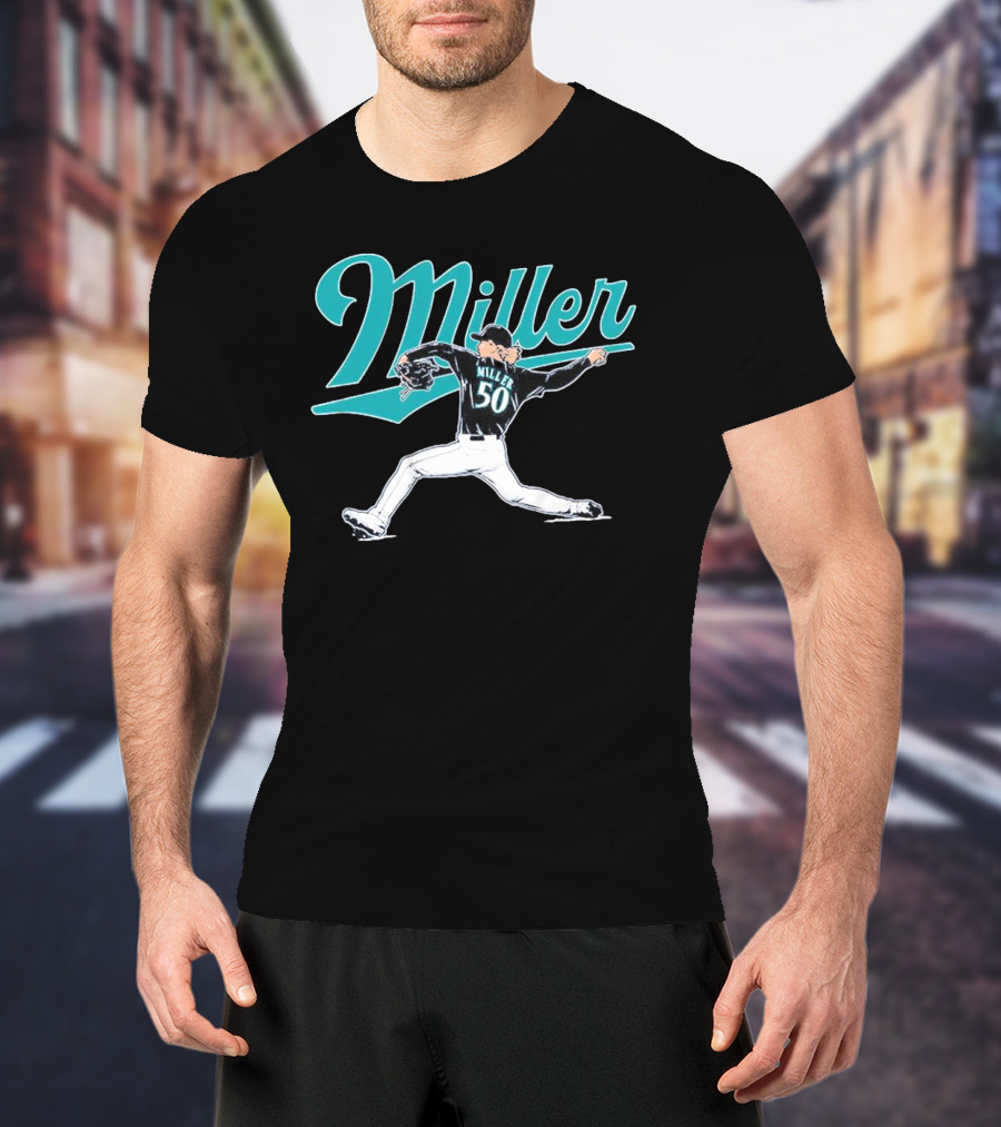 Seattle Mariners Bryce Miller 50 Pitcher T-Shirt
