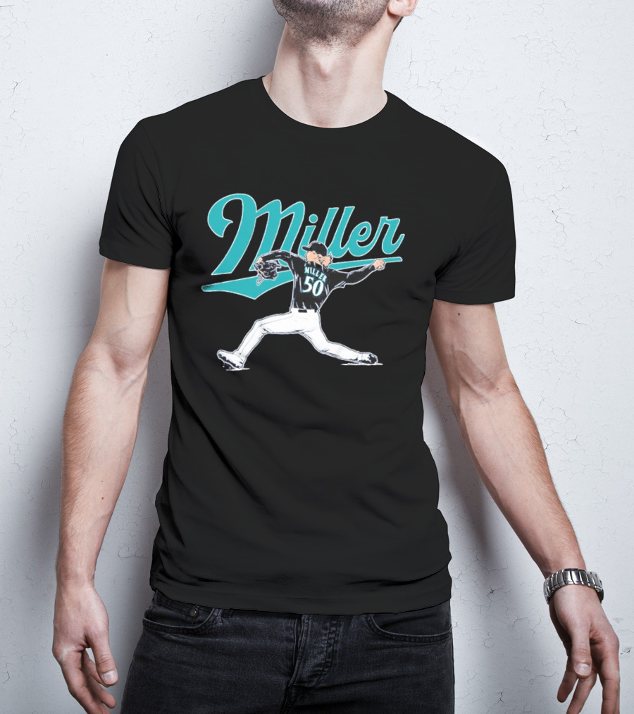 Seattle Mariners Bryce Miller 50 Pitcher T-Shirt