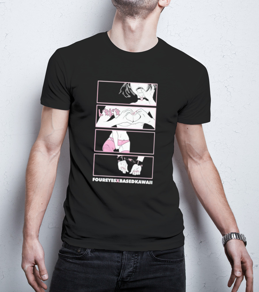 FOUREYES X BASED KAWAII TOKIDOKI HAND HEART PINK AESTHETIC T-Shirt