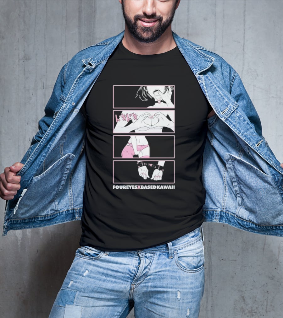 FOUREYES X BASED KAWAII TOKIDOKI HAND HEART PINK AESTHETIC T-Shirt