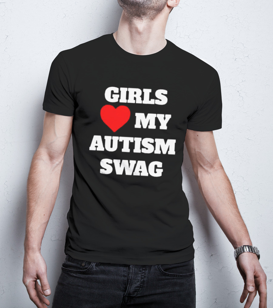 GIRLS LOVE HEART MY AUTISM SWAG T-Shirt