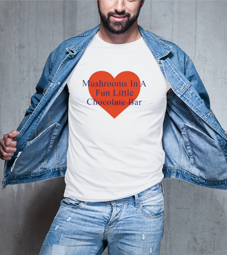Mushrooms In A Fun Little Chocolate Bar Red Heart T-Shirt