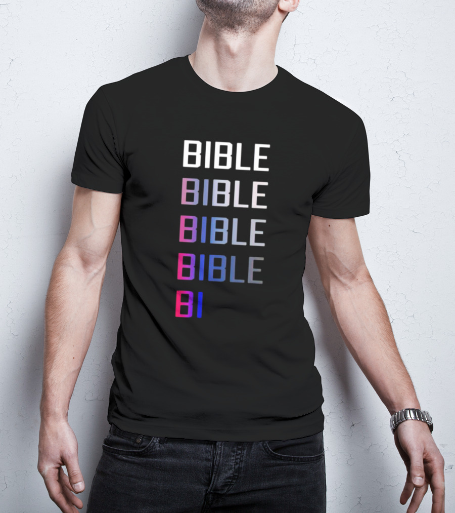 Bible Pride Gradient Multicolor Text Stacked T-Shirt