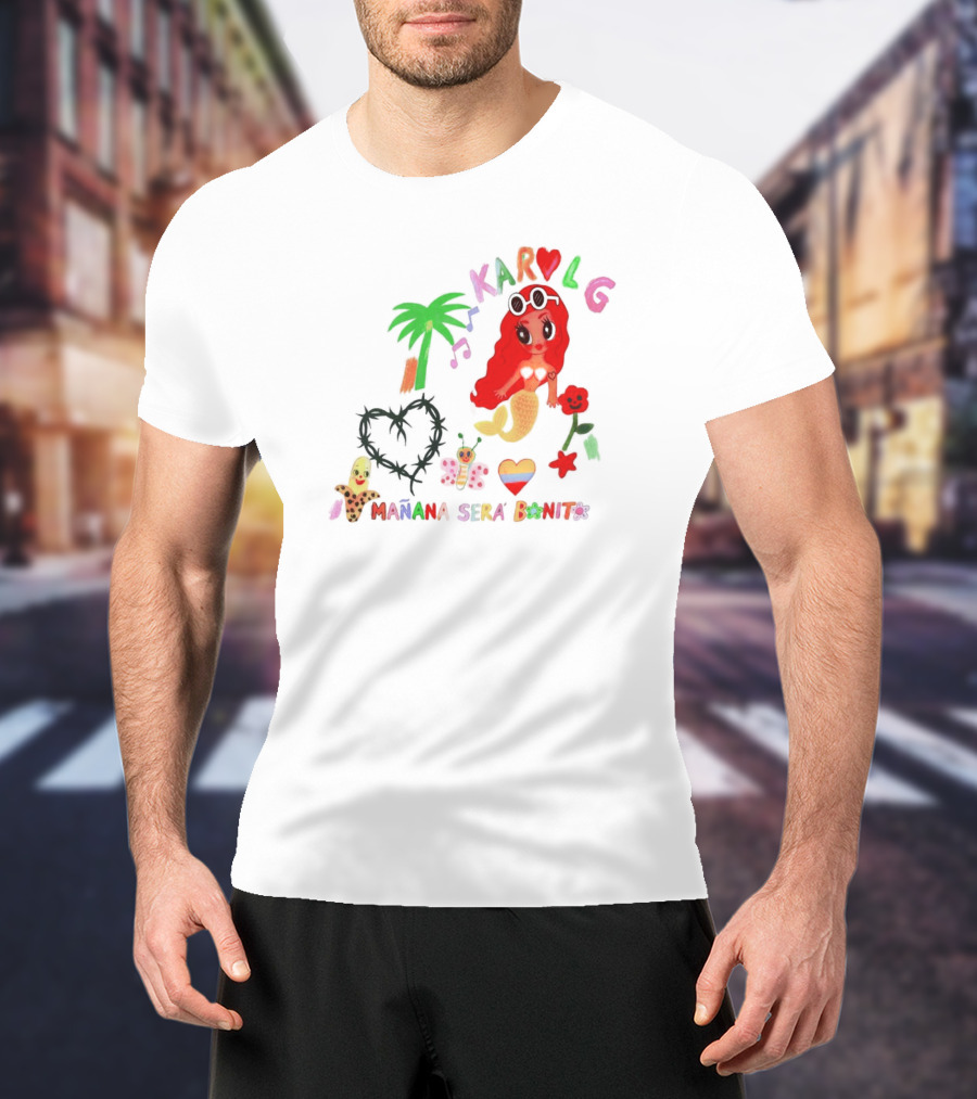 Karol G Mañana Será Bonito Mermaid Palm Heart Music Note T-Shirt