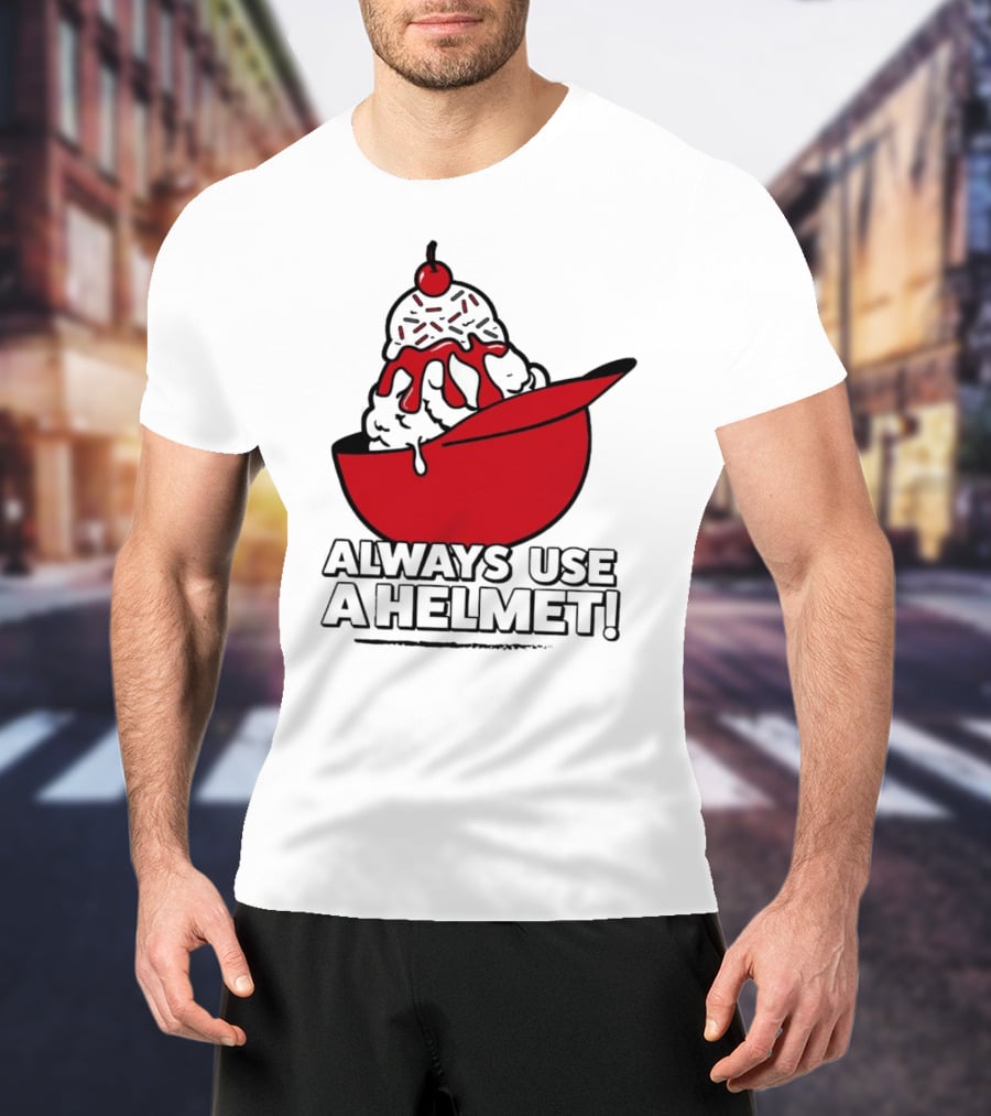 Cincinnati Reds Ice Cream Always Use A Helmet T-Shirt