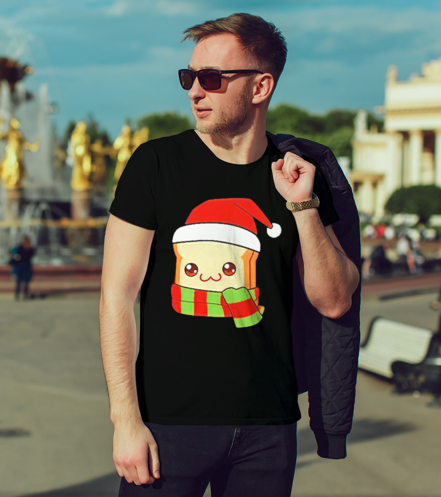 Bundled Bread Christmas Santa Toast Scarf T-Shirt