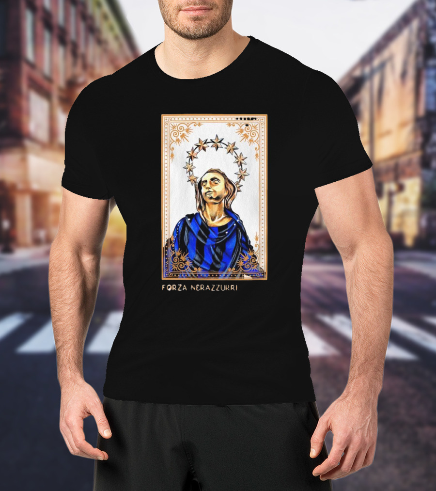 Forza Nerazzurri Madonnina Iconic Blue And Black Halo T-Shirt