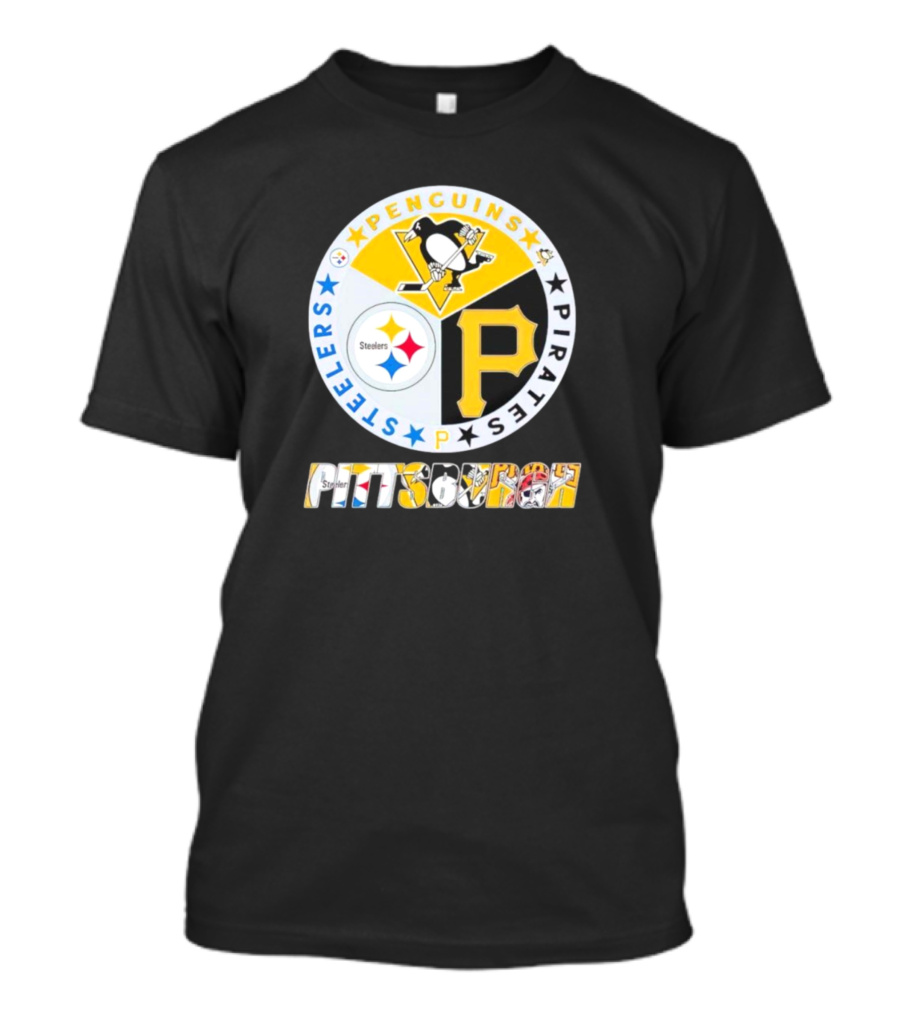 Penguins Steelers Pirates Pittsburgh Sports Team Logos Circle Badge T-Shirt