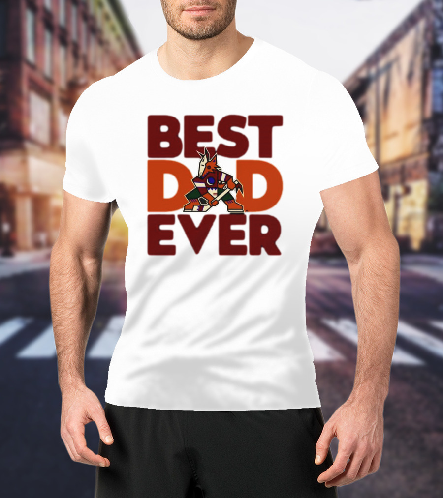 Best Dad Ever Arizona Coyotes Logo Hockey Fan Collection T-Shirt