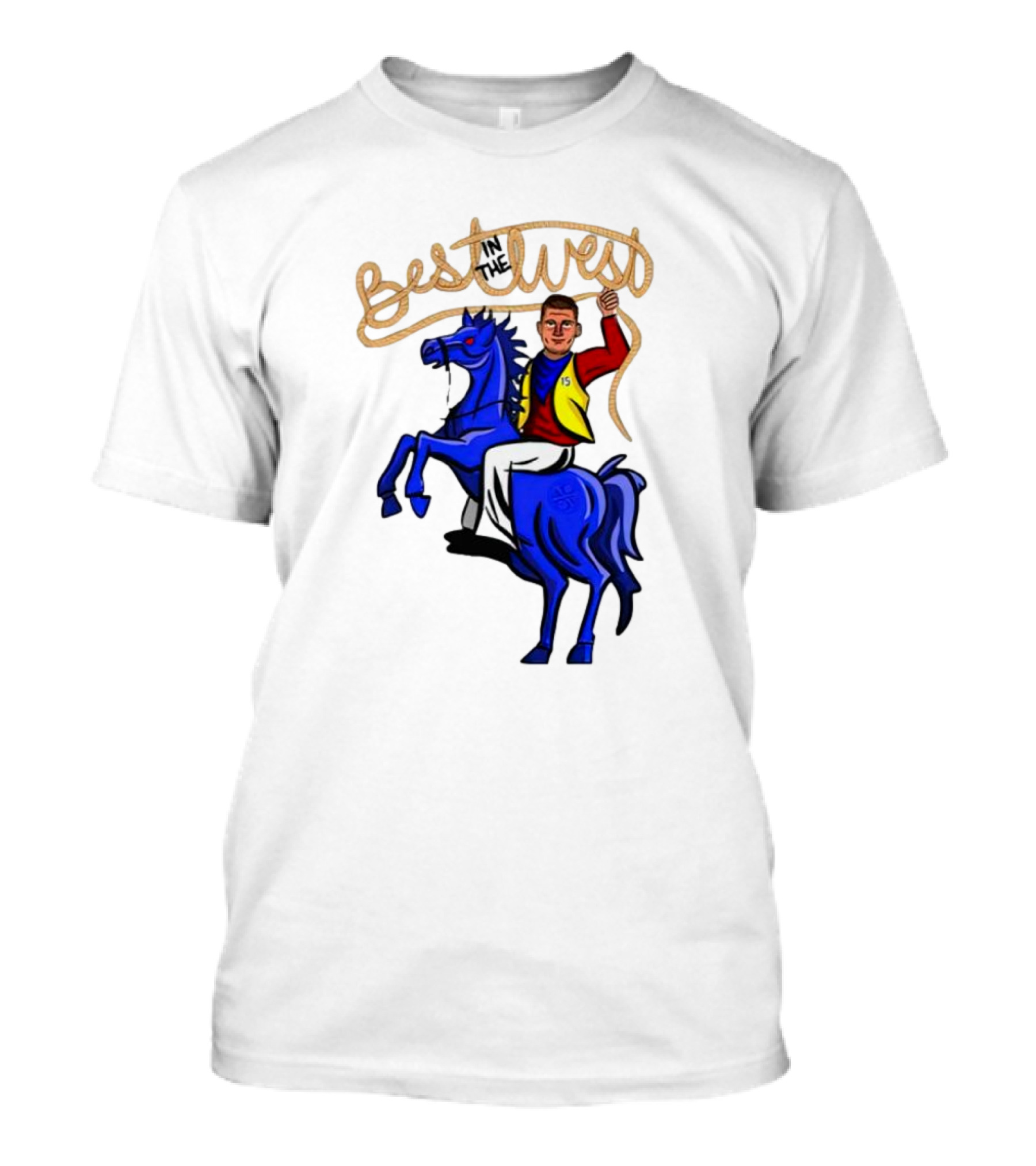 Best West Nikola Jokic Riding Blue Horse T-Shirt