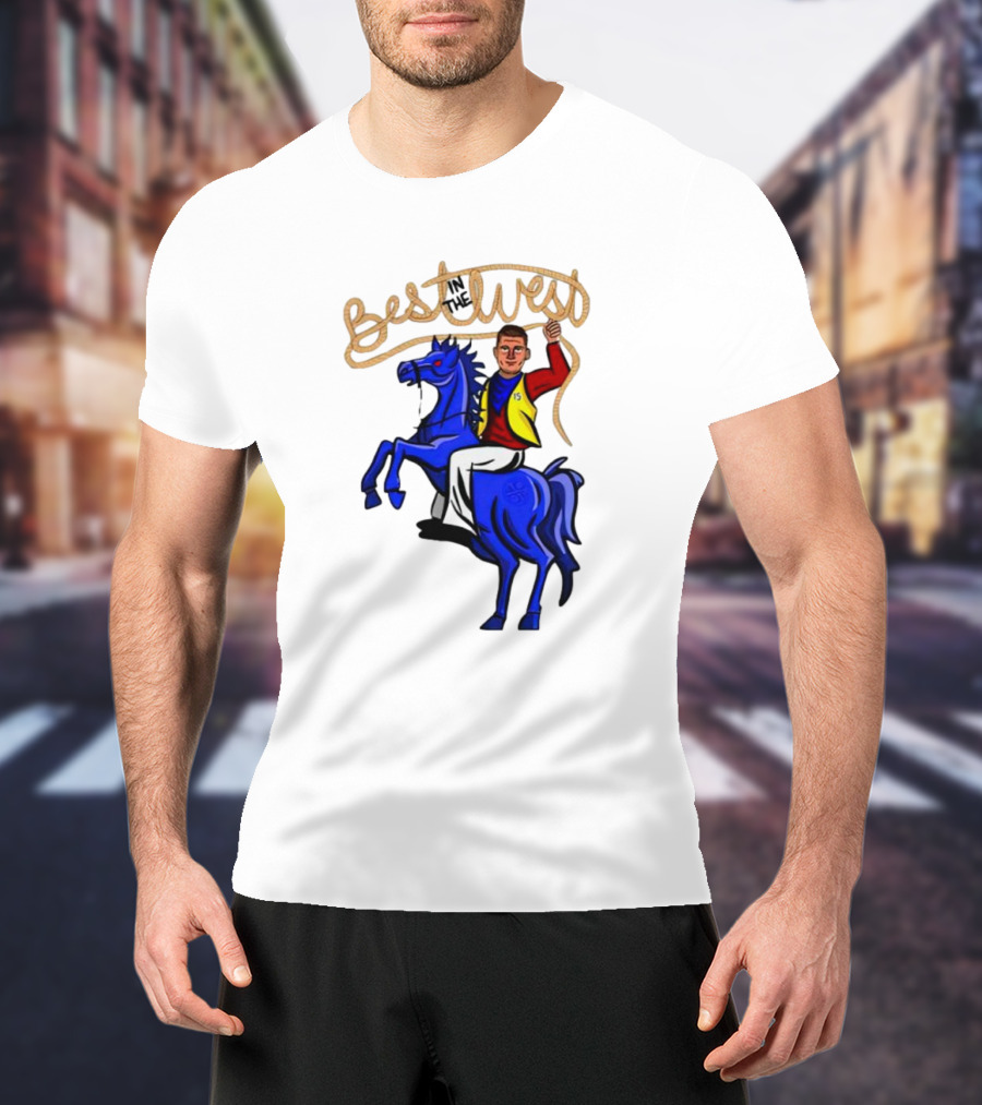 Best West Nikola Jokic Riding Blue Horse T-Shirt