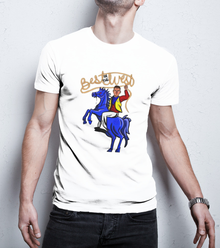 Best West Nikola Jokic Riding Blue Horse T-Shirt