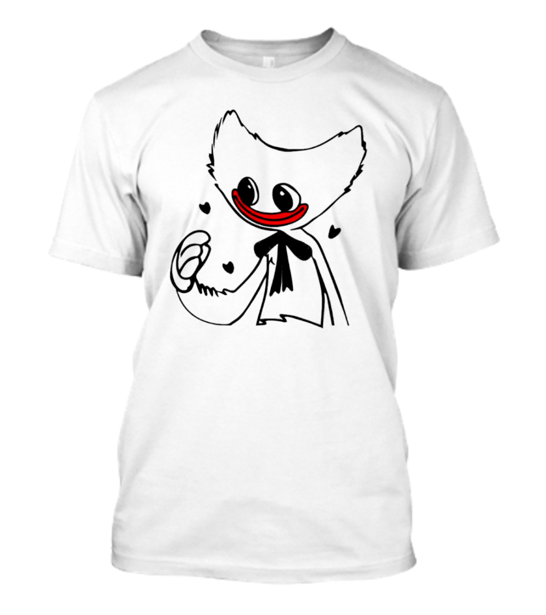 Line Art The Cute Huggy Wuggy Charming Character With Hearts T-Shirt