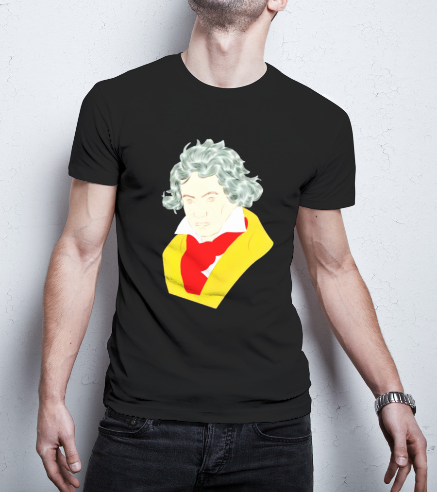 Ludwig Van Beethoven Colorful Portrait In Yellow And Red T-Shirt
