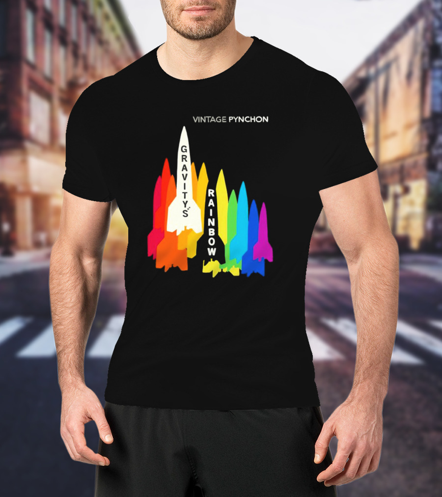 Vintage Pynchon Gravity’s Rainbow Multicolor Rocket T-Shirt