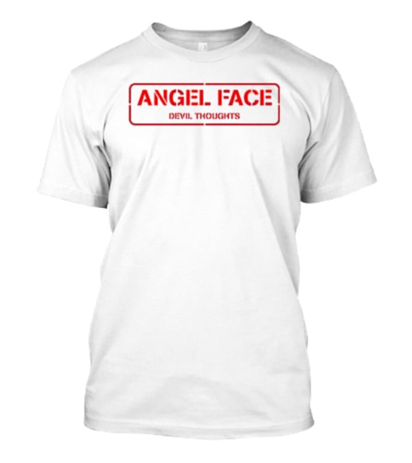 Angel Face Devil Thoughts Red Typography T-Shirt
