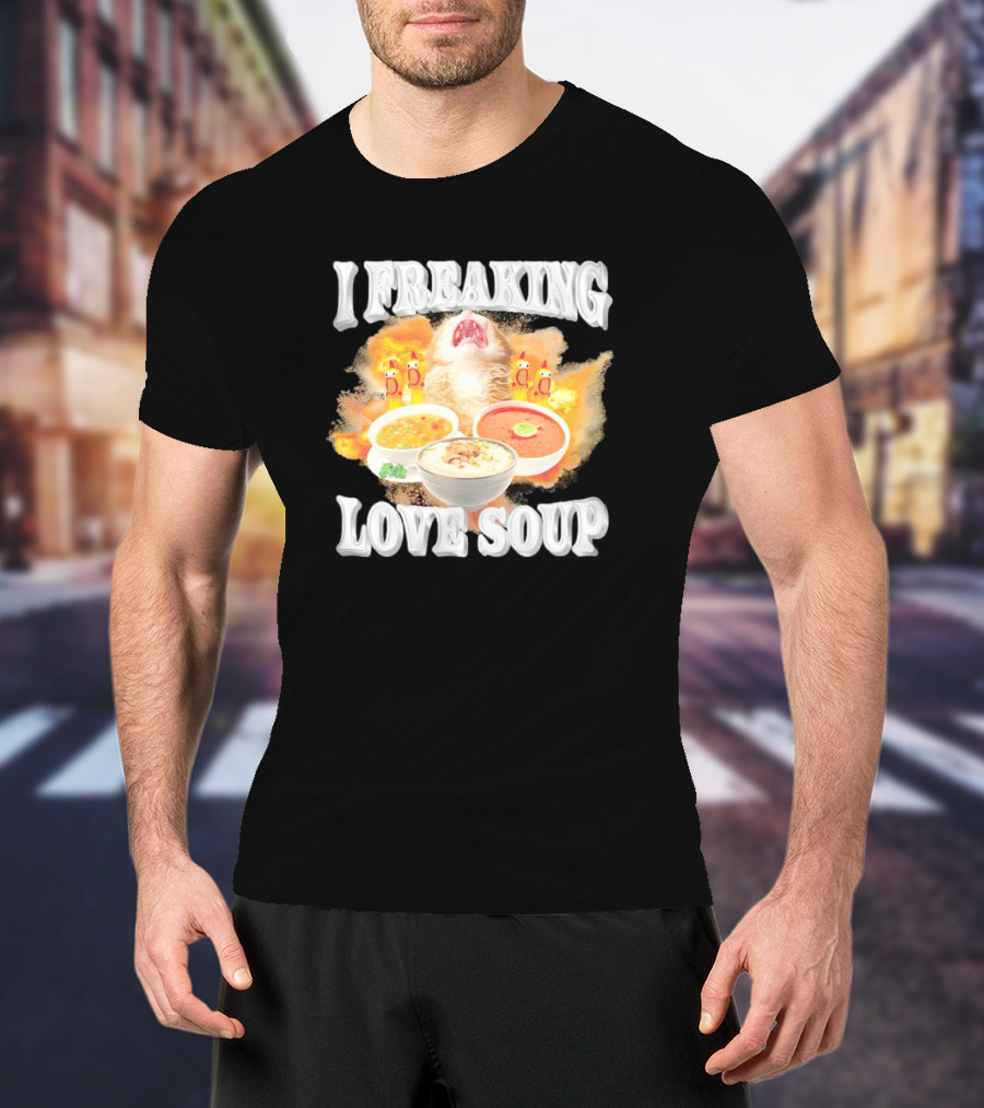 I Freaking Love Soup Cat With Various Bowls And Owls T-Shirt