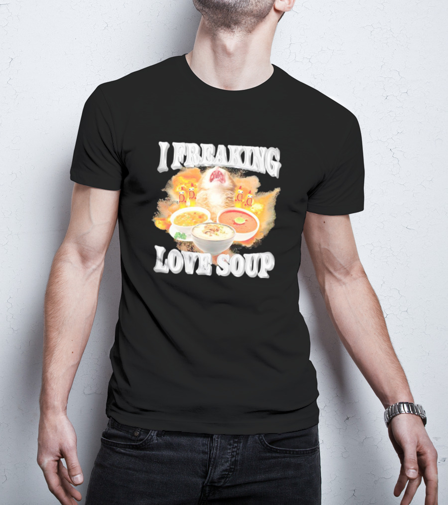 I Freaking Love Soup Cat With Various Bowls And Owls T-Shirt