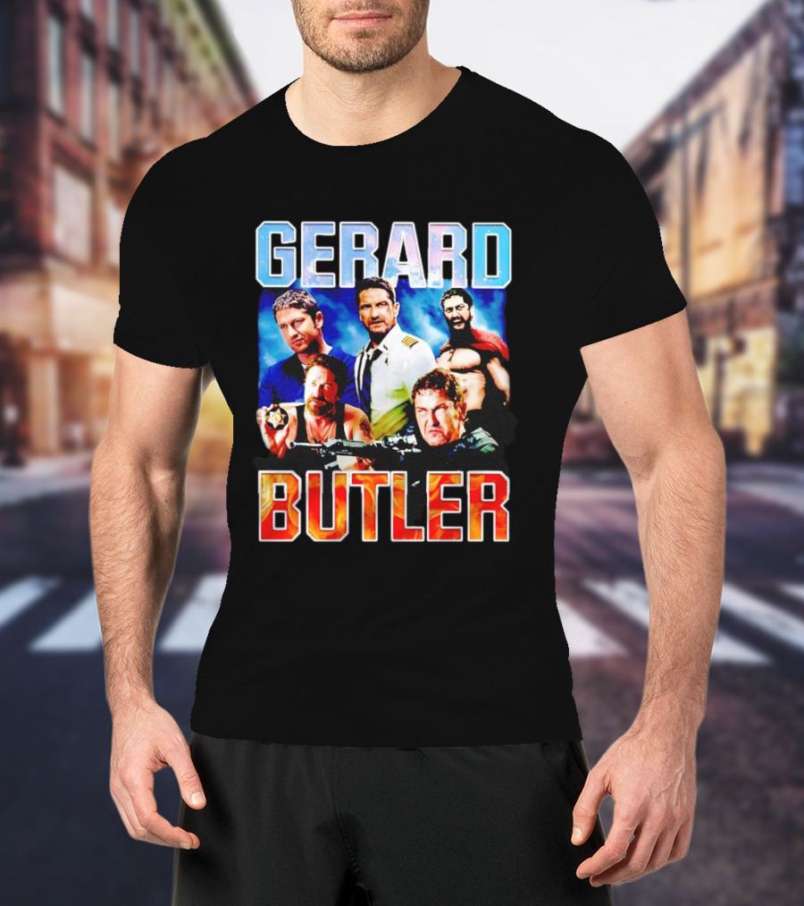 GERARD BUTLER COLLAGE BLACK T-Shirt