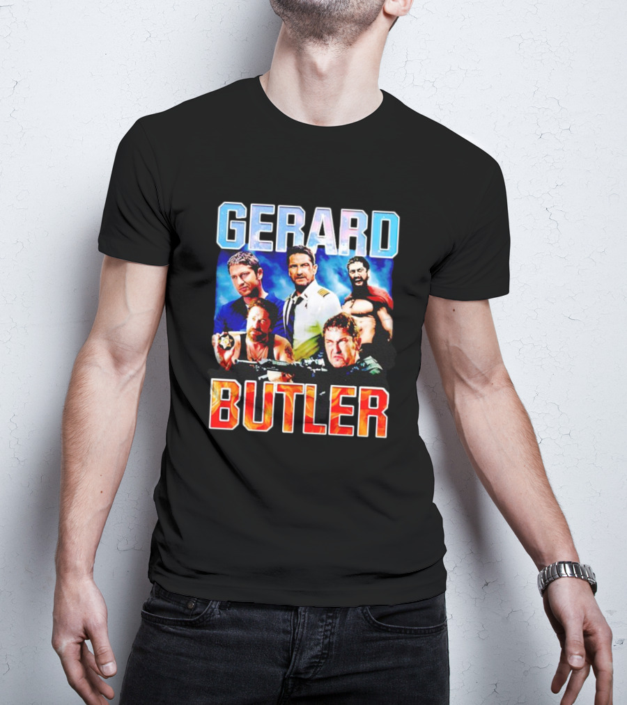 GERARD BUTLER COLLAGE BLACK T-Shirt