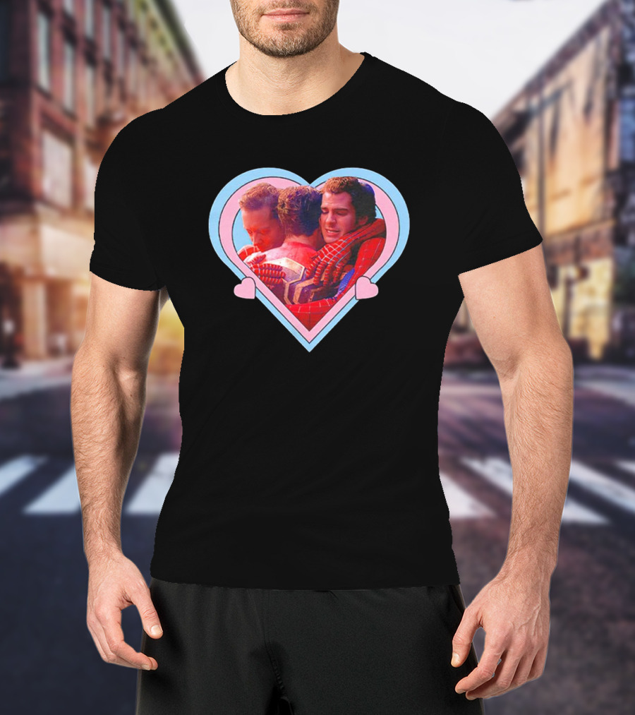 Spiderman No Way Home Trio Heart Hugging Scene T-Shirt