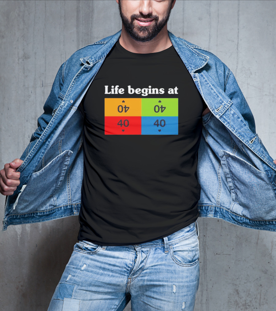 Life Begins At 40 Colorful Playing Card Symbols T-Shirt