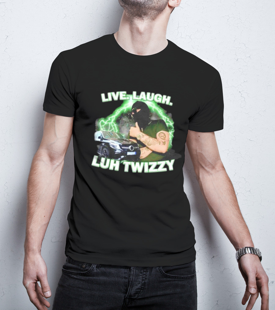 Live Laugh Luh Twizzy Car Masked Lightning Background T-Shirt